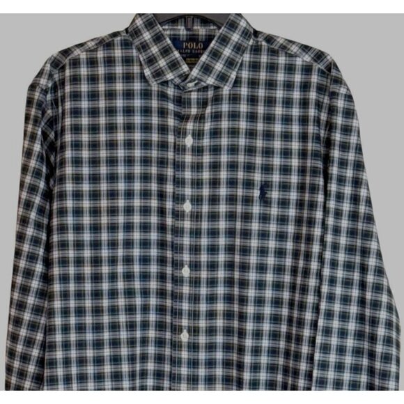Polo Ralph Lauren Custom Fit Pure Press Plaid Button Up Dress Shirt Size 17/43 - Picture 6 of 6